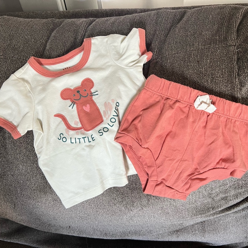 Adorable Mouse Print Set - 3-6mos